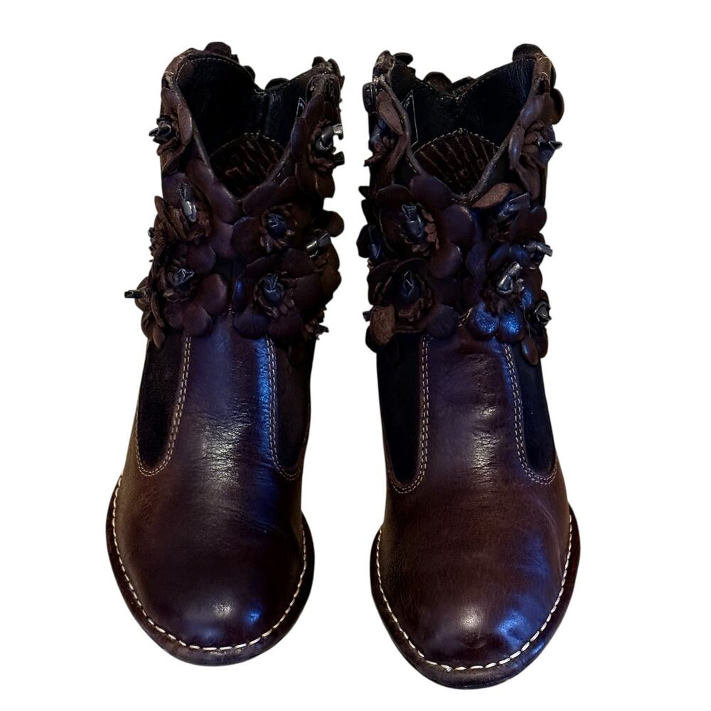 Lobo Solo Women's Ankle Boots Genuine Bovine Leather Flower Design Size 6 - Picture 5 of 13